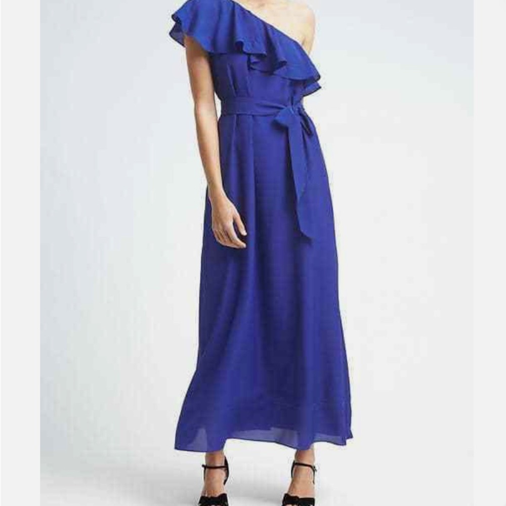 New!! Banana Republic! Elegant Blue One-Shoulder Dress